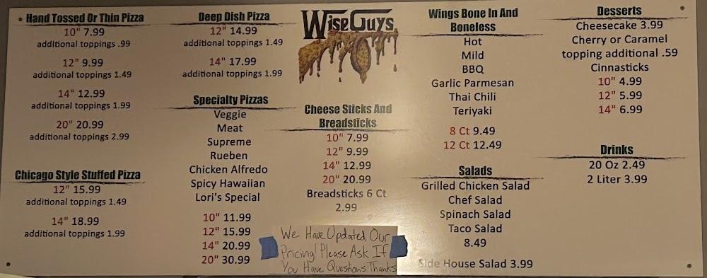 Wise Guys Pizza Menu image 1